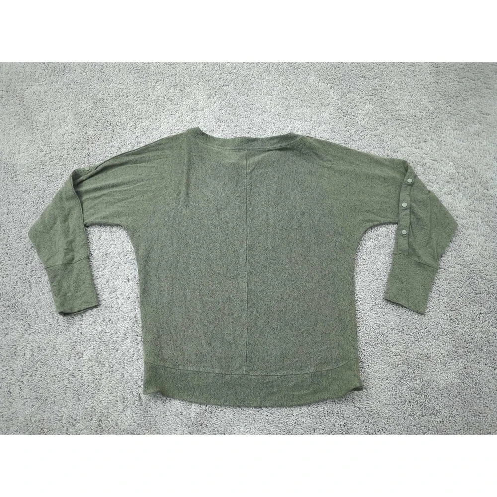 White House Black Market Sweater Womens Small Green Button Shoulder Pullover Top - Picture 6 of 7